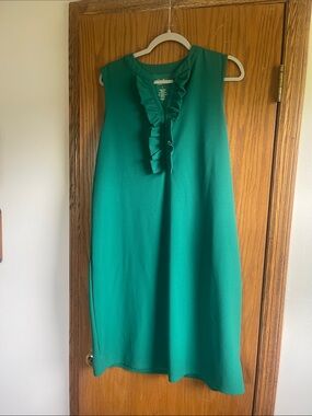 croft & barrow Green Sleeveless Asymmetrical Ruffle Dress